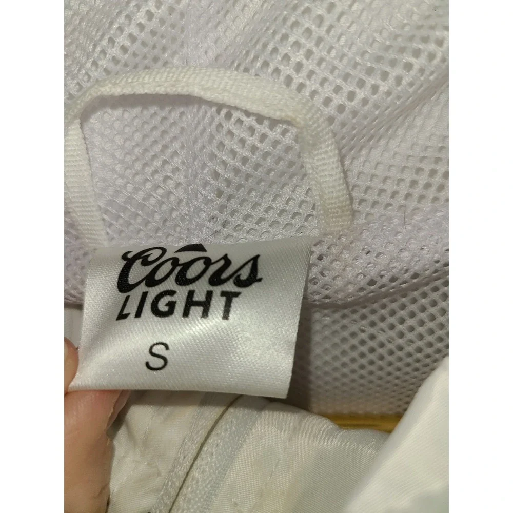 VTG Coors Light‎ Wind Breaker Hoodie Jacket Turquoise Made to Chill Sz Sm Vents